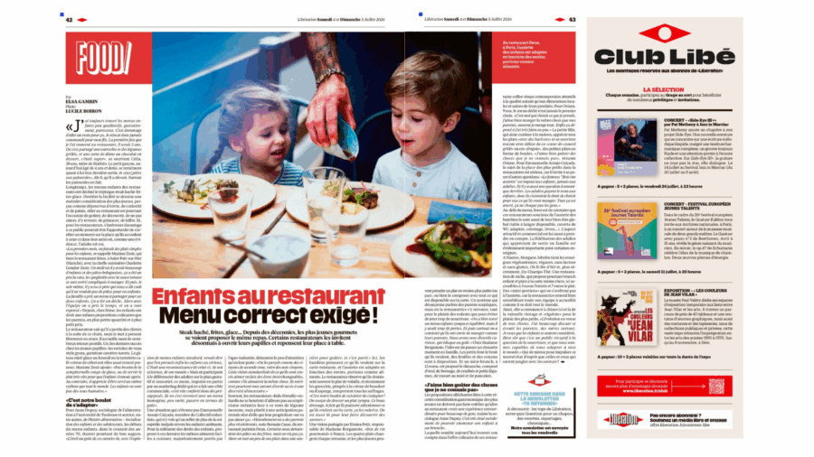 Deux dans Libération : les enfants aussi ont droit à une vraie expérience au restaurant